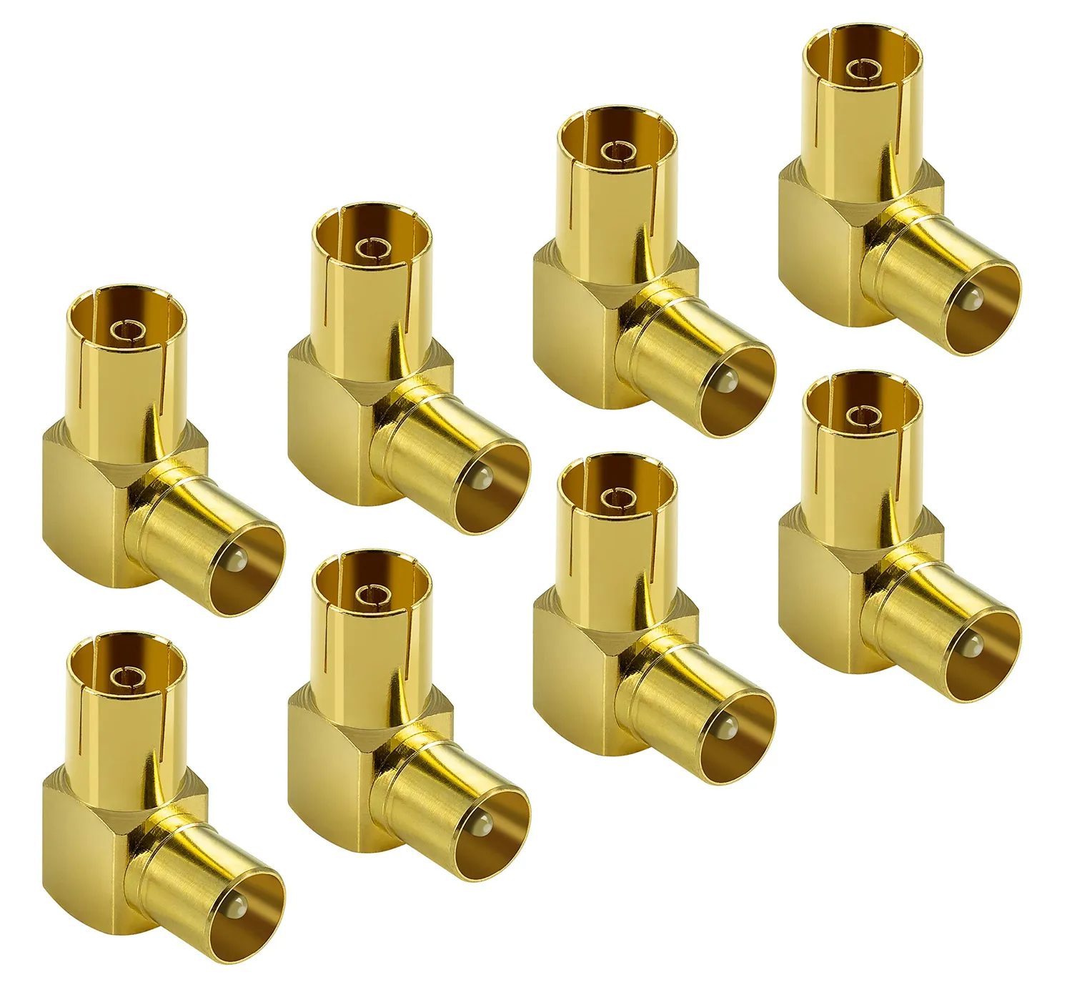 Poppstar Antennen Winkeladapter 90° IEC Stecker Buchse 4x vergoldet