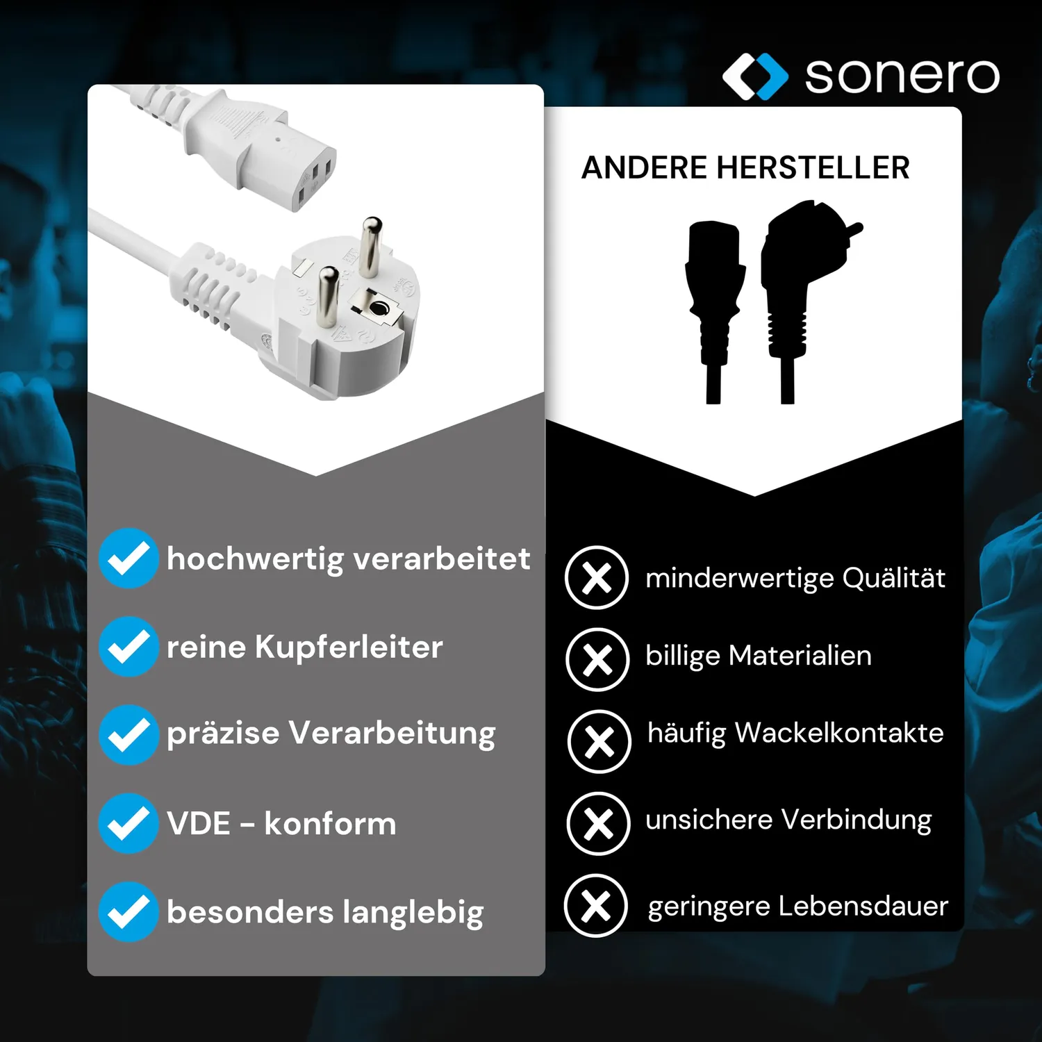 Sonero X-SKW-C13G-075W Kaltgerätekabel 7,5 m weiß