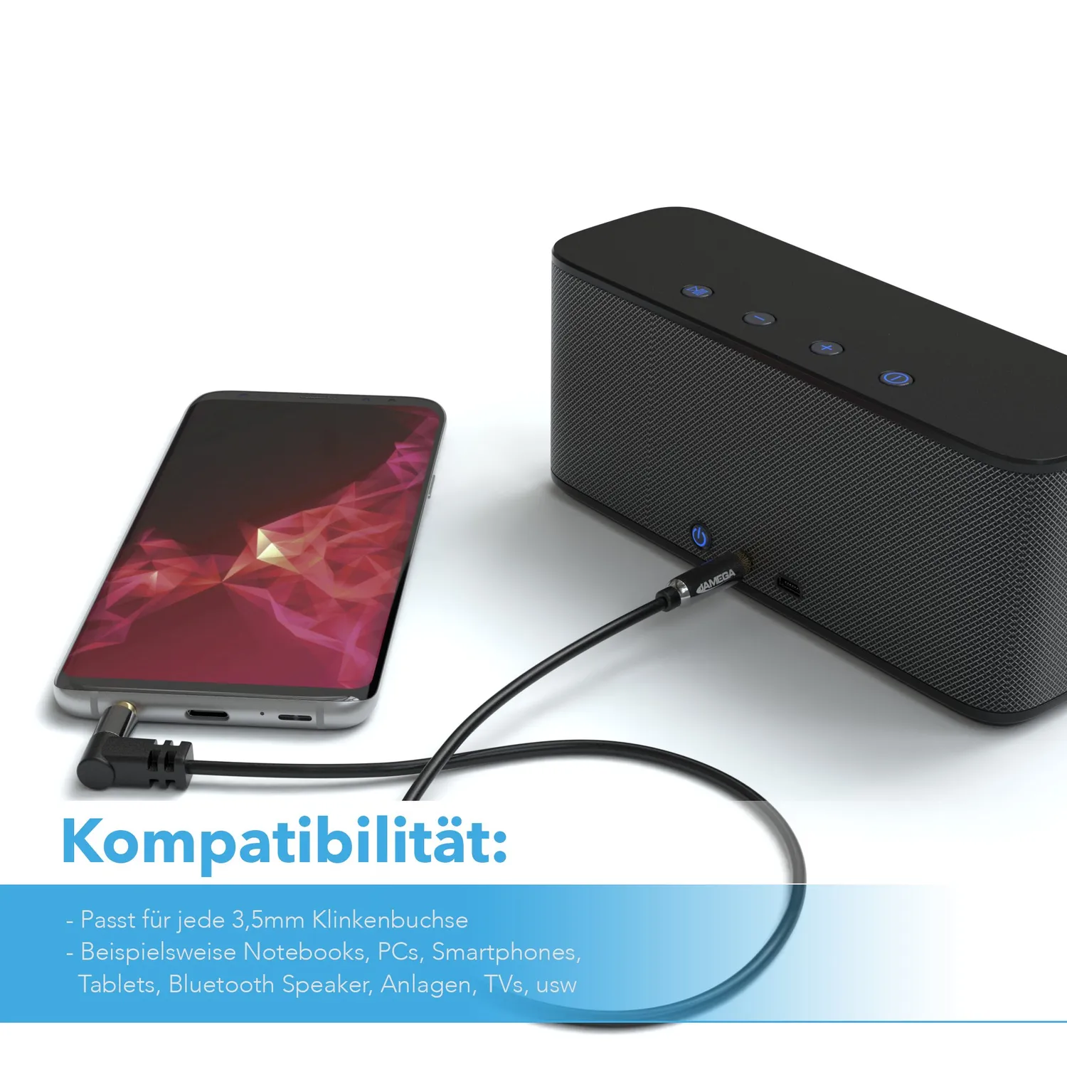 JAMEGA AUX Klinkenkabel 3,5mm gewinkelt 0,5m 2er schwarz