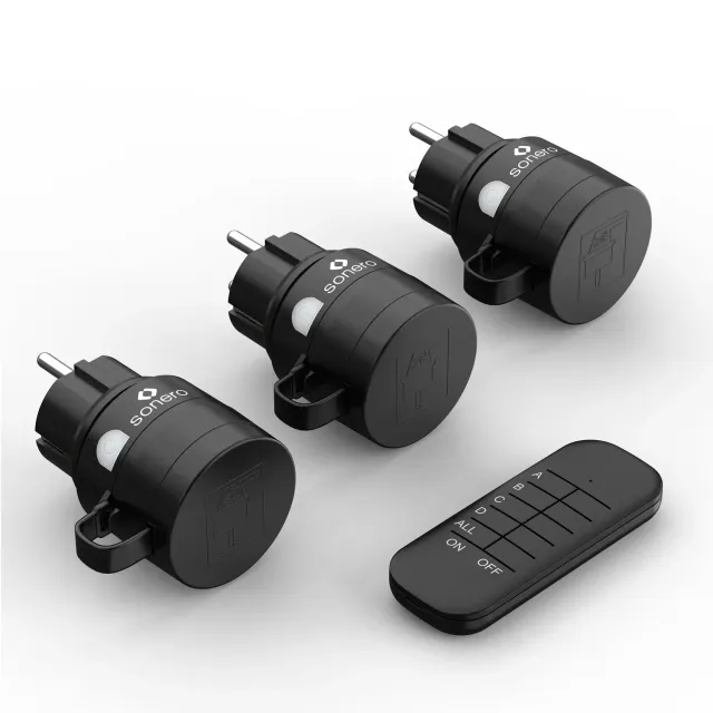 Sonero Outdoor Funksteckdosen 3er-Set IP44 schwarz 30m