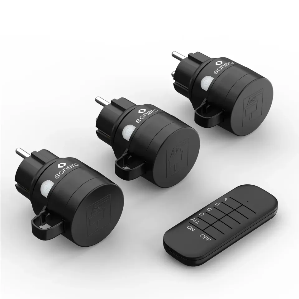 Sonero Outdoor Funksteckdosen 3er-Set IP44 schwarz 30m