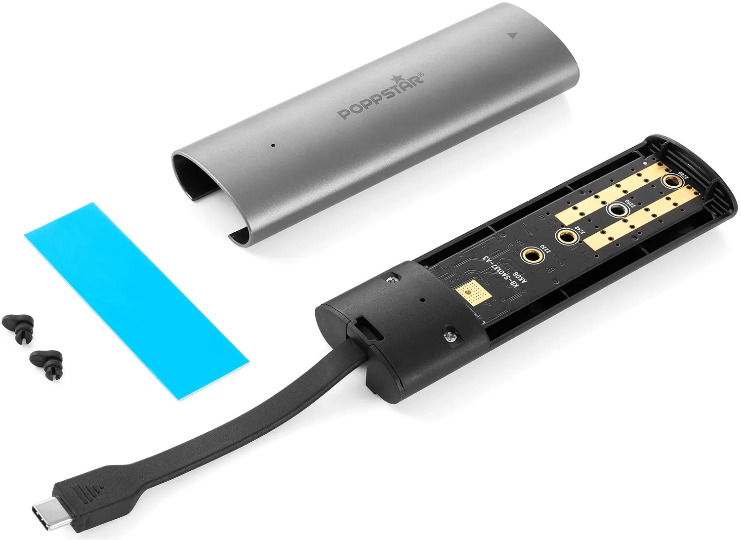Poppstar M.2 NVMe SSD Gehäuse USB-C 10 Gbit/s 2280