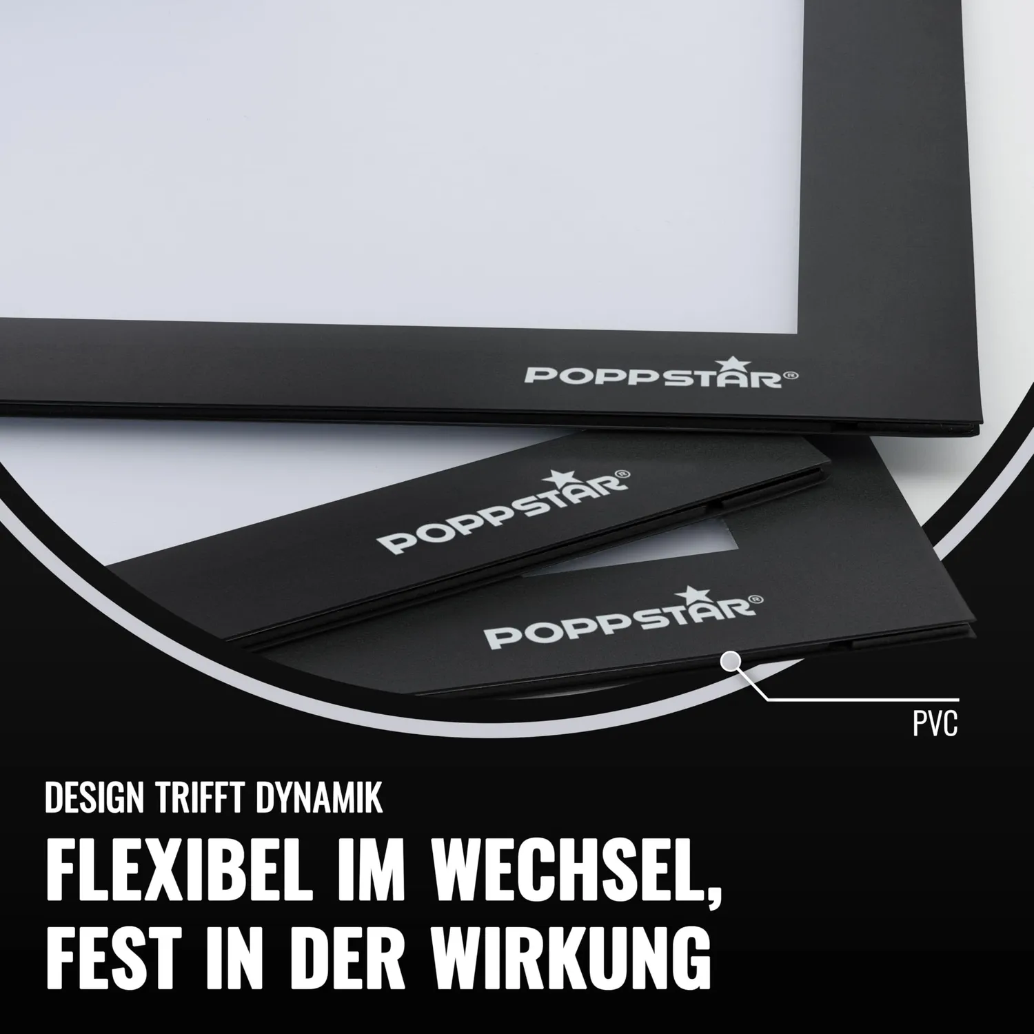 Poppstar Magnetrahmen A4 selbstklebend schwarz 5 Stück