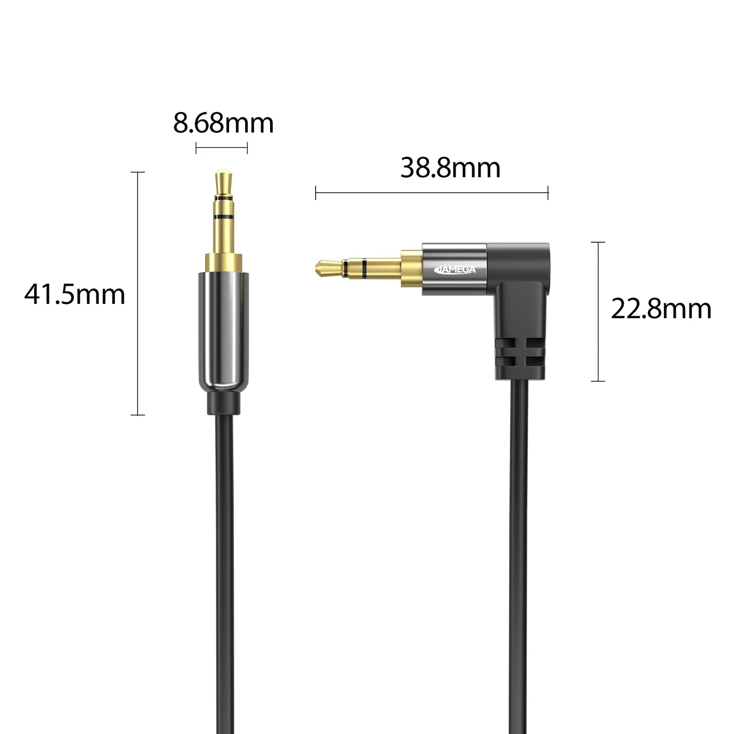 Jamega AUX Kabel 3,5mm 0,5m Schwarz gewinkelt