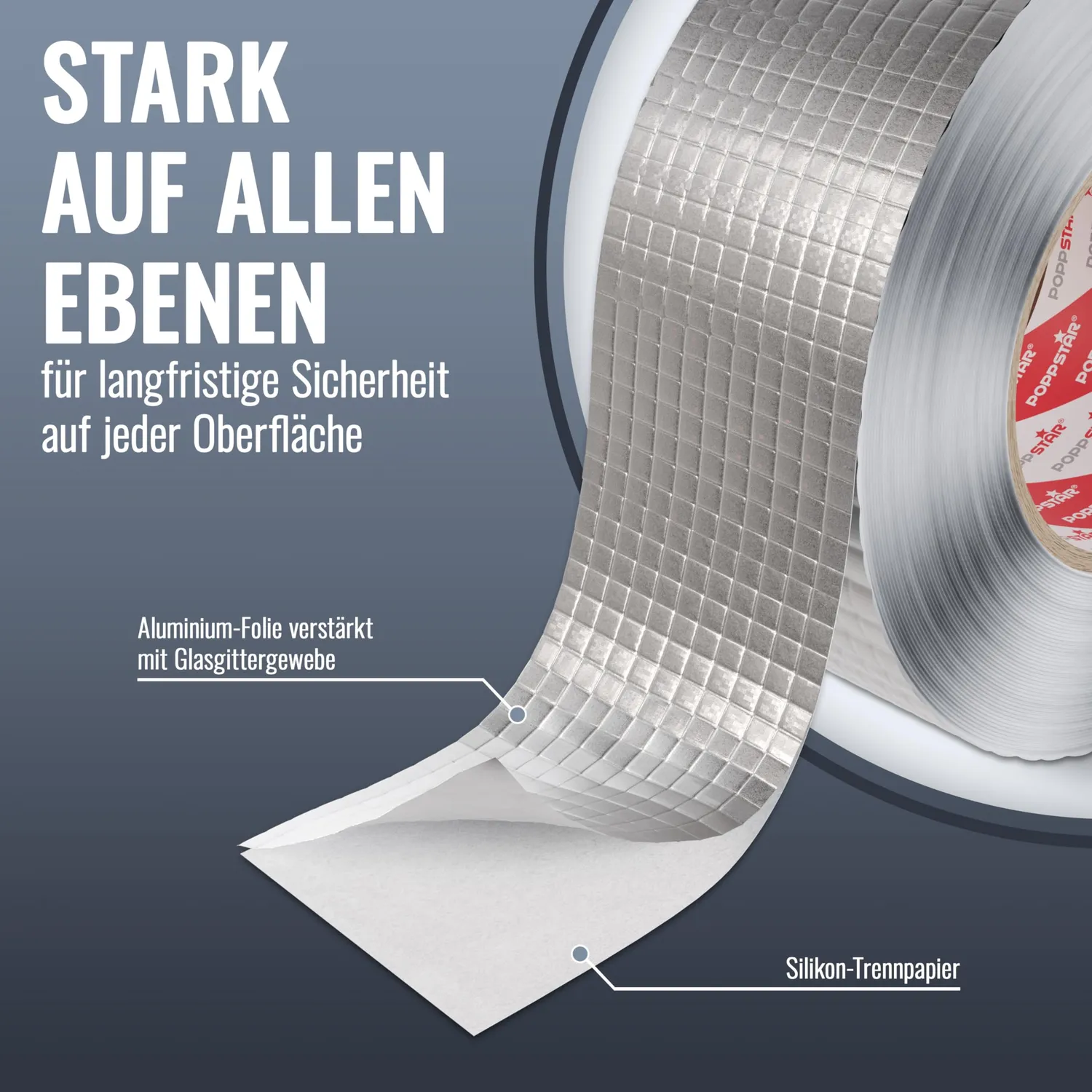 Poppstar Alu-Klebeband 50m x 48mm hitzebeständig