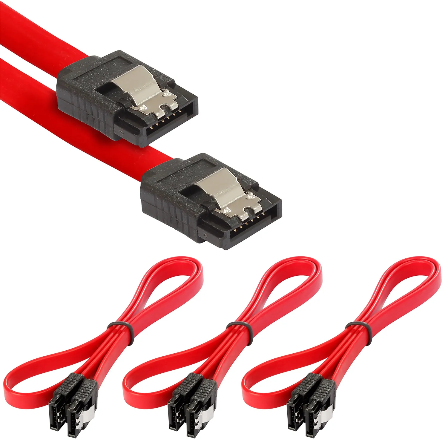 Poppstar SATA Kabel SSD HDD 0,5m rot gerade 6Gbit/s