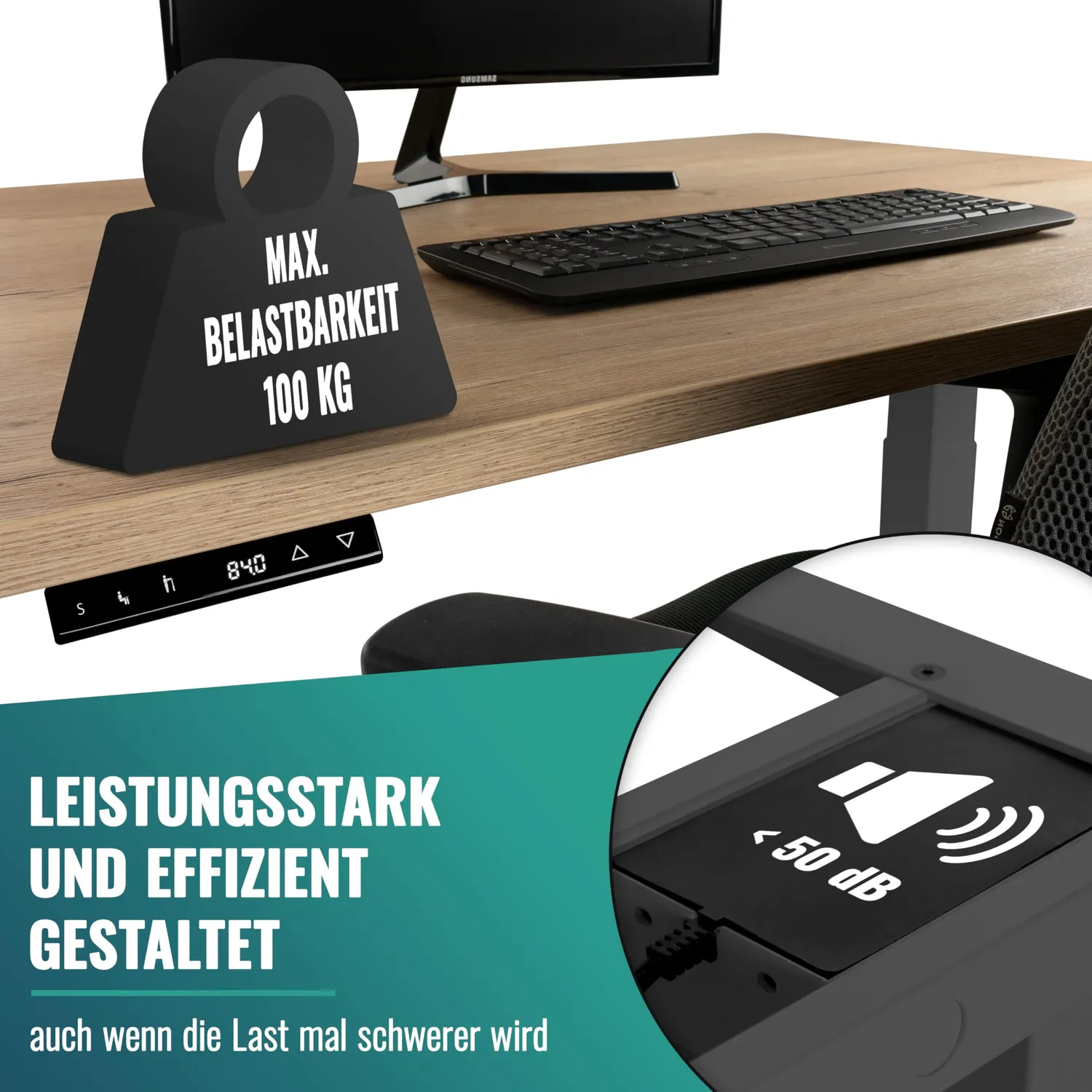 Poppstar Schreibtisch-Gestell höhenverstellbar Anthrazit Dual