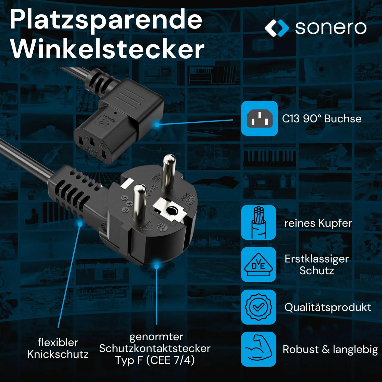 Sonero X-SKW-C13W-030B Kaltgerätekabel 3m schwarz