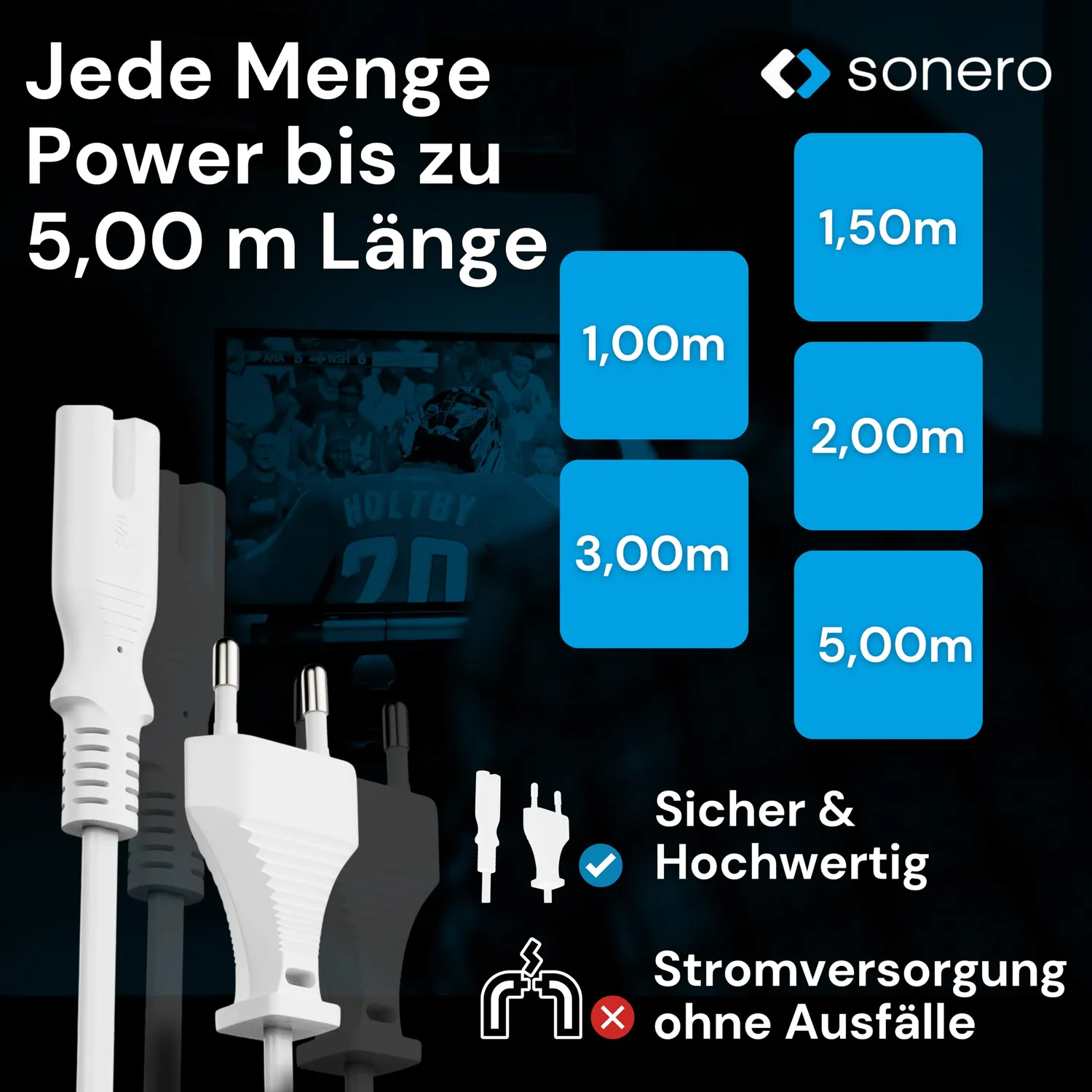 Sonero X-ESG-C7G-010W Netzkabel 1m weiß Euro 8