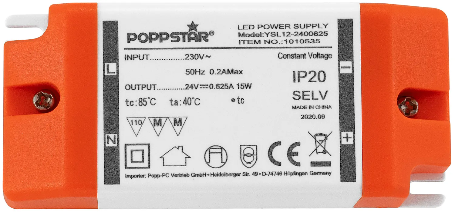 Poppstar LED Trafo 24V 15W Transformator