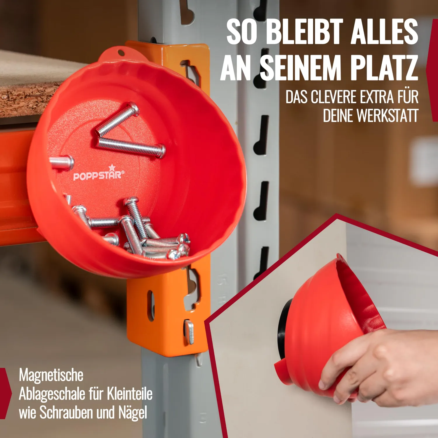Poppstar Magnetschale rund 14,5 cm rot 2 Stück