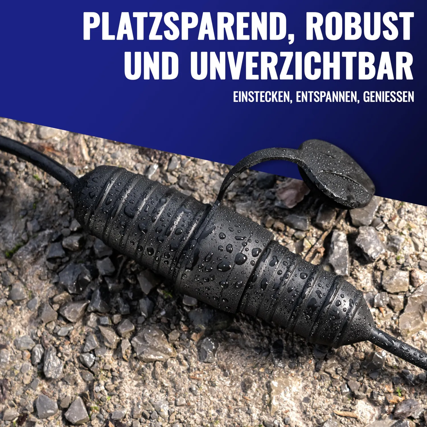 Poppstar Schuko Stecker IP44 mit Knickschutz schwarz