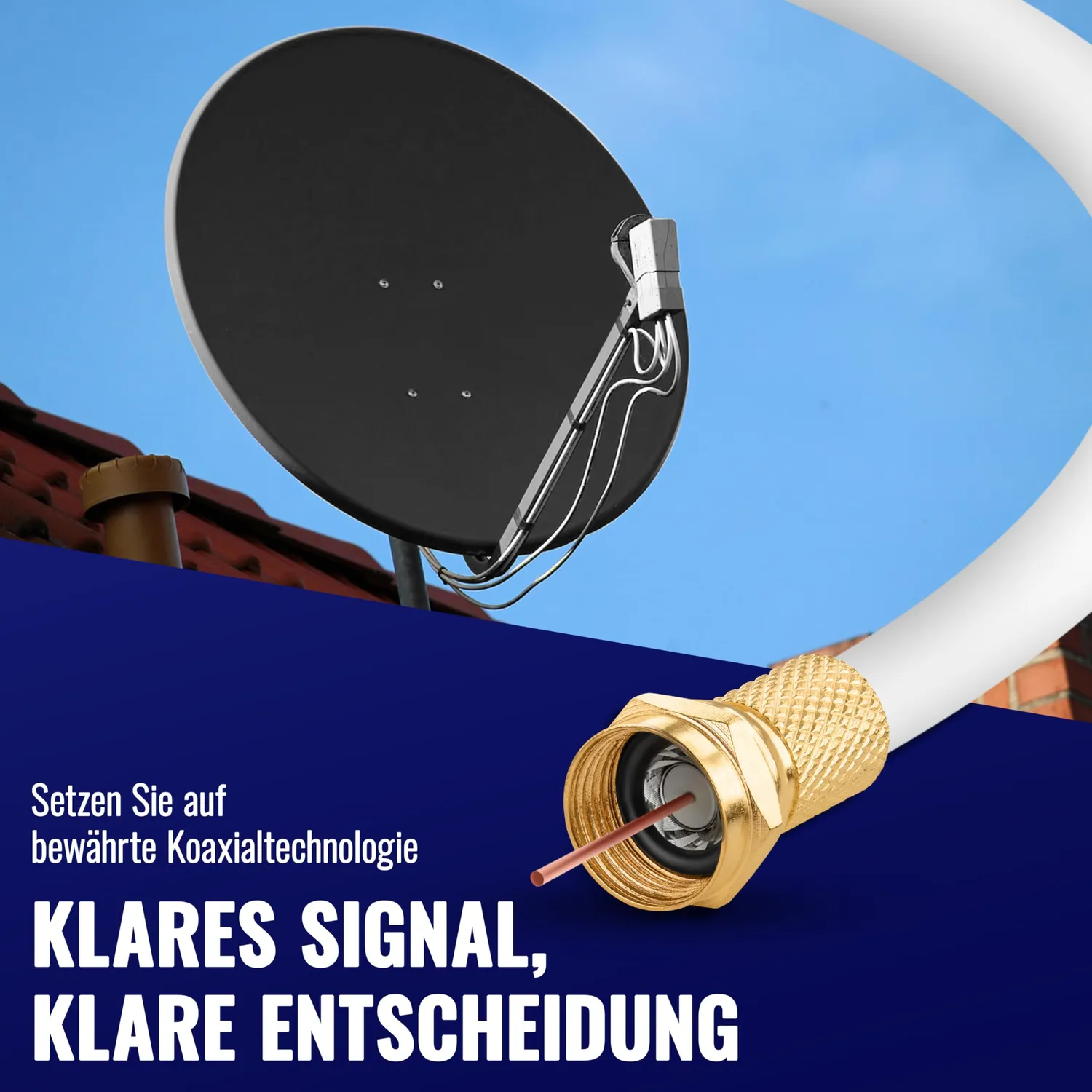 Poppstar RG6 Koaxialkabel Antennenkabel 100m weiß 75 Ohm