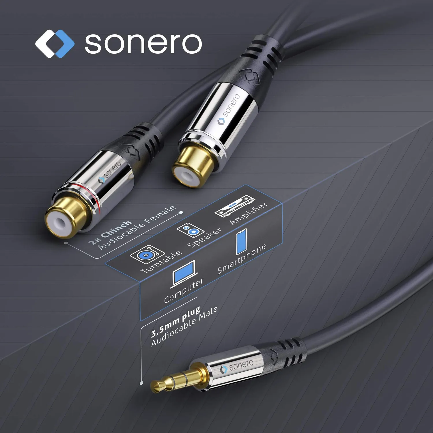 Sonero Premium S-ACA003 Audio-Adapter Klinke-Cinch 0,2m schwarz