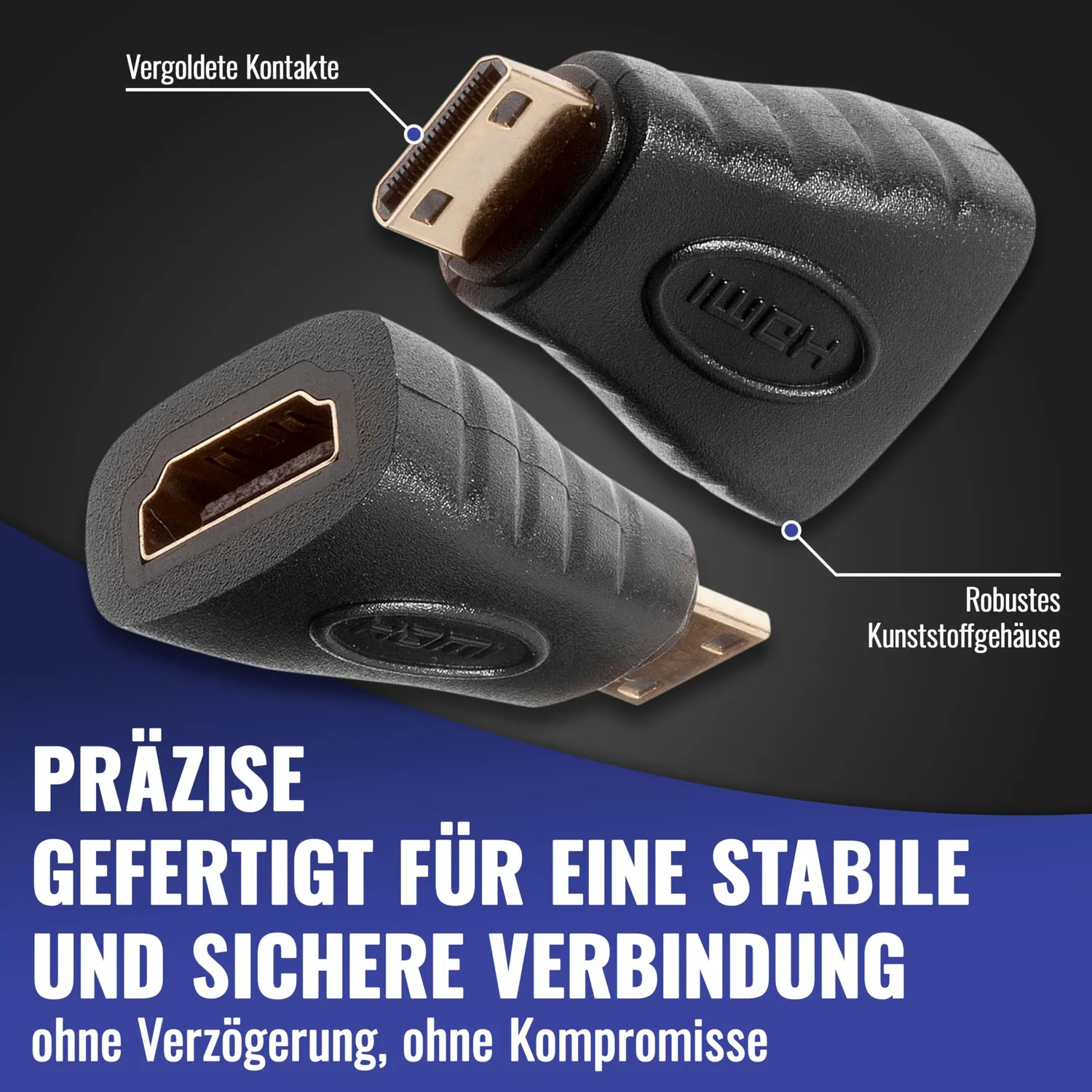 Poppstar HDMI Adapter Mini-HDMI-Stecker 1 Stück 4K