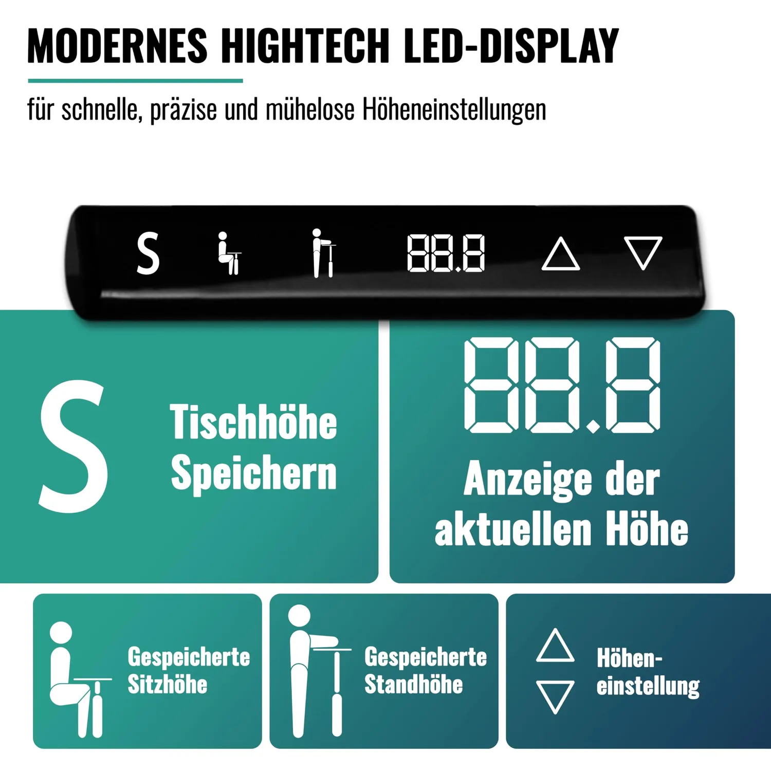 Poppstar Schreibtisch-Gestell höhenverstellbar Anthrazit Dual