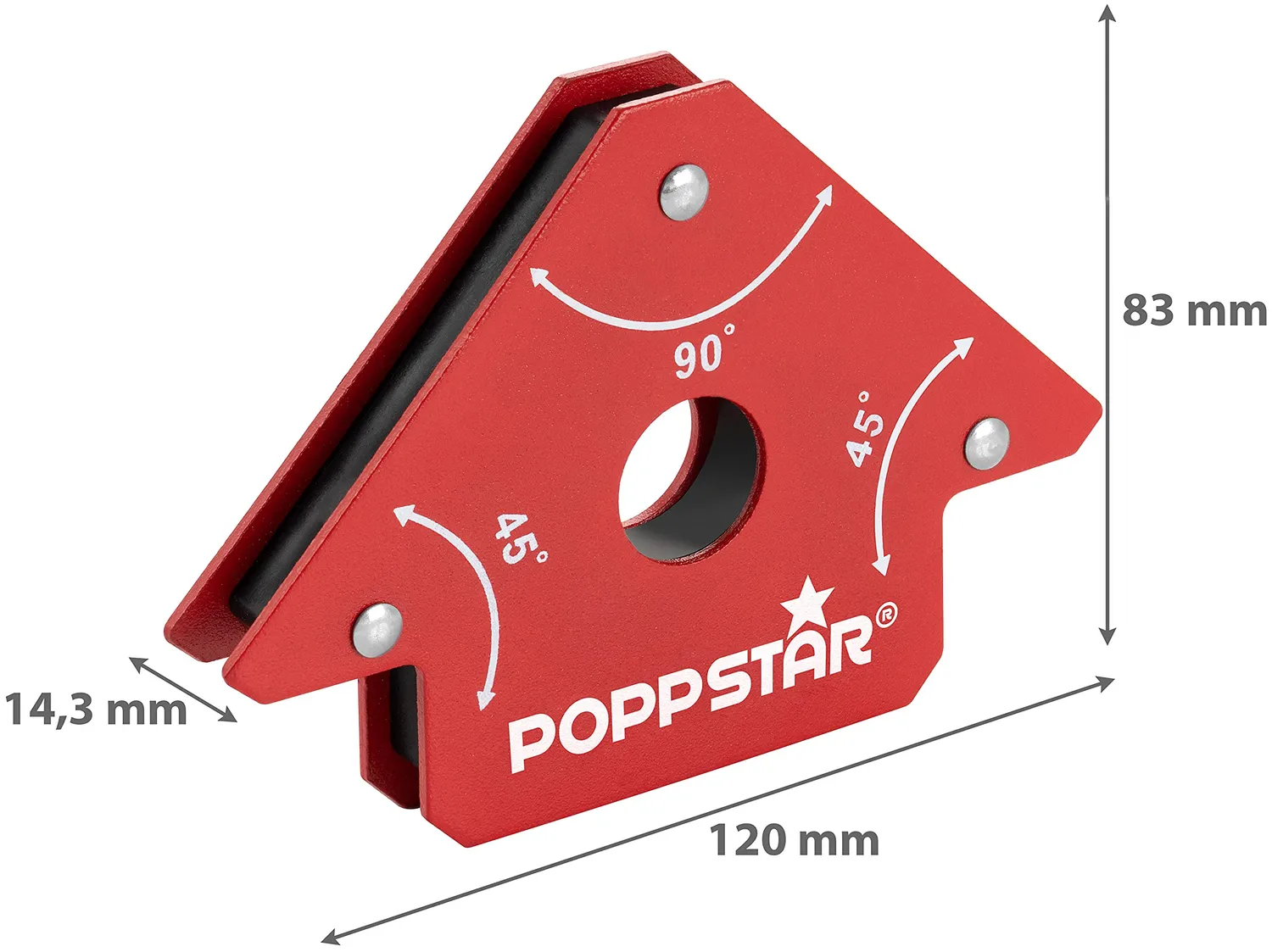 Poppstar Schweißmagnet Set 2x 11,3 kg rot 45/90/135°