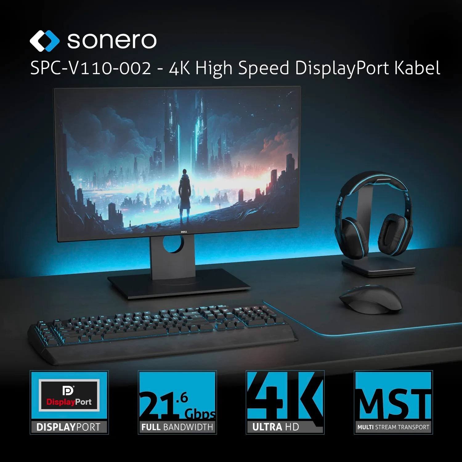 Sonero SPC-V110-002 USB-C-DisplayPort-Adapter 0,1m 4K