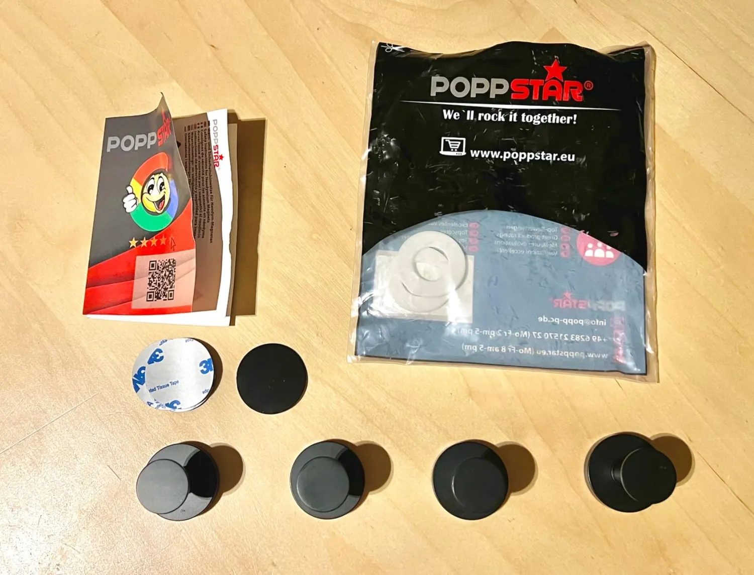 Poppstar Magnethaken schwarz matt 4 Stück Neodym