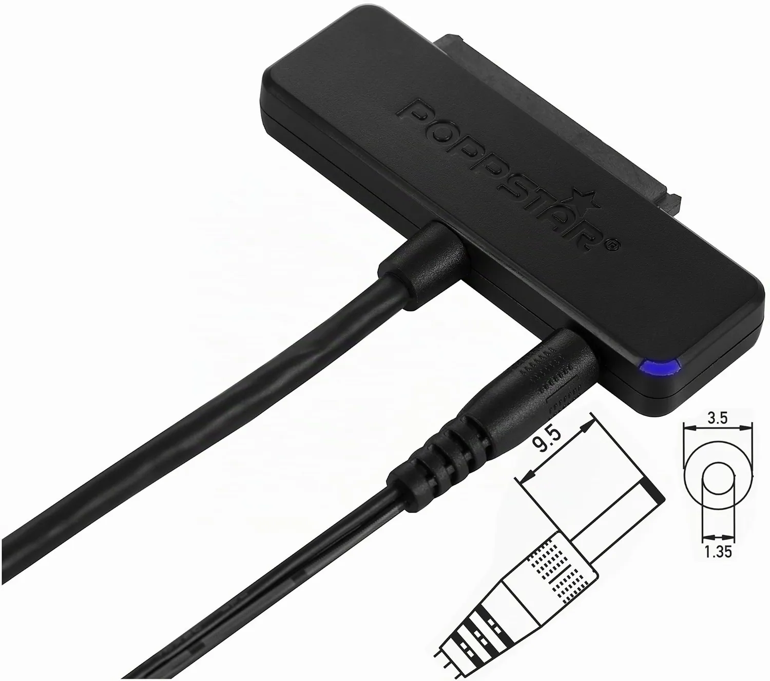 Poppstar SATA-USB Adapter USB 3.1 Typ A 1 m ohne Netzteil