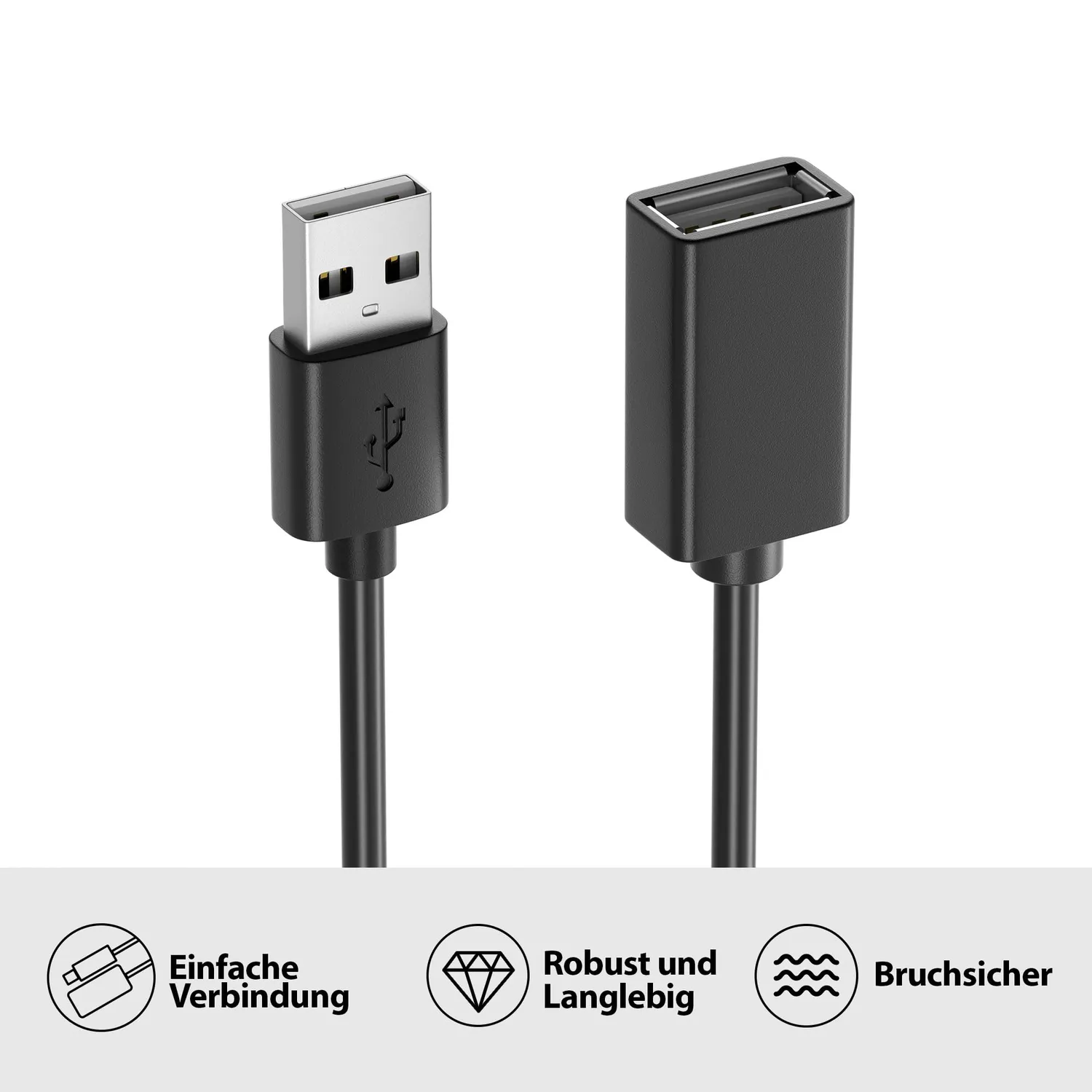 JAMEGA USB 2.0 Verlängerungskabel 5m Schwarz 480 Mbit/s