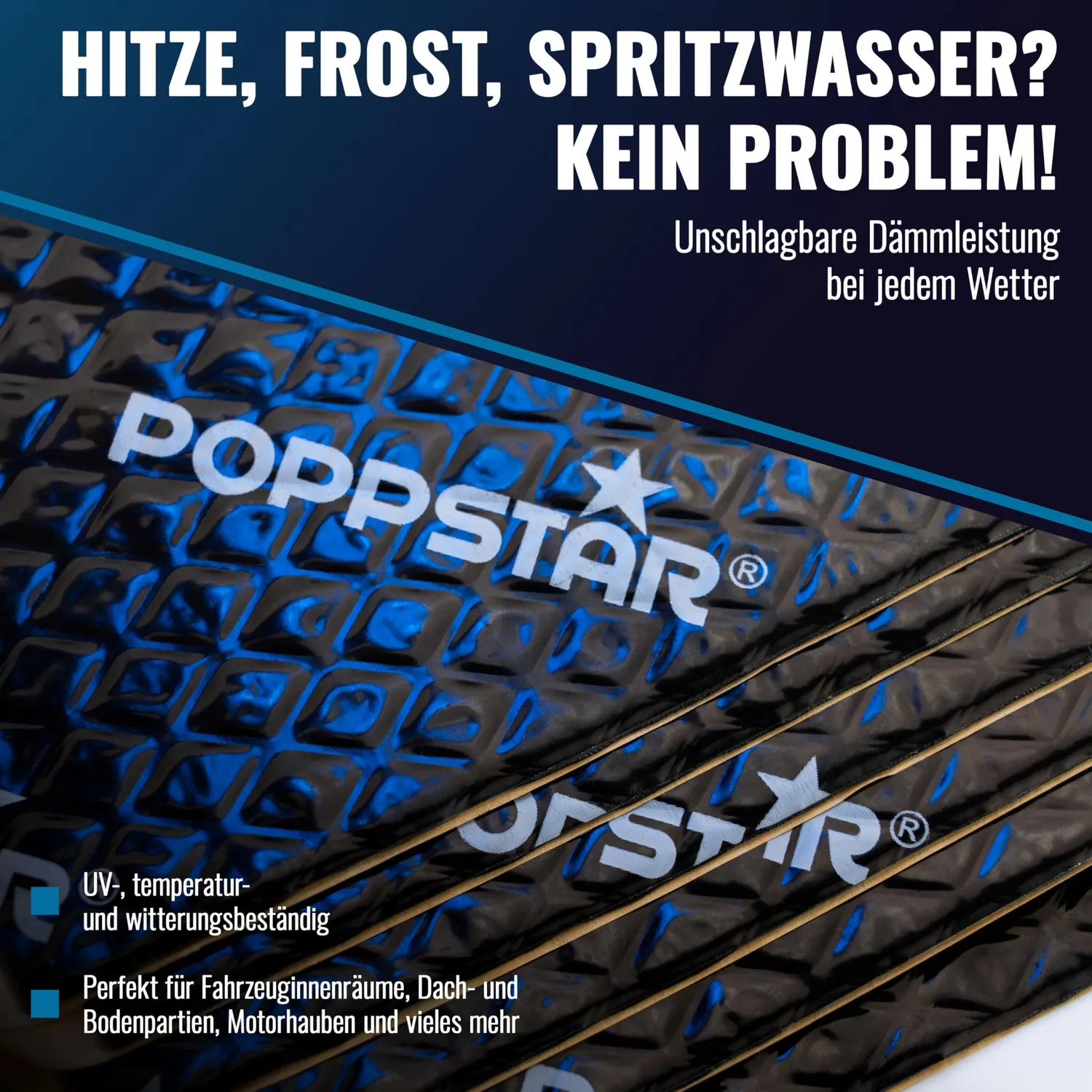 Poppstar Alubutyl Dämmmatte 2mm 1,7m² schwarz selbstklebend