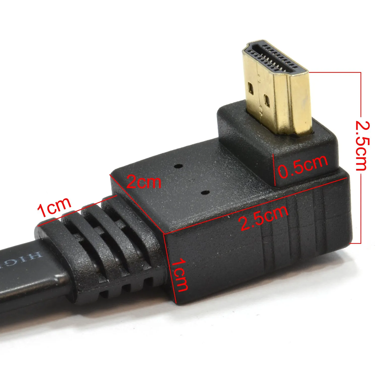 Kenable HDMI Kabel flach 1m Winkelstecker Full HD schwarz