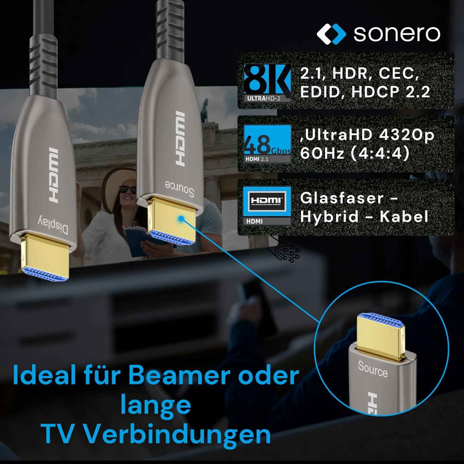 Sonero X-AOC250-200 8K HDMI Kabel 20m Glasfaser