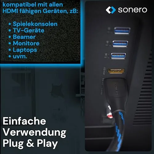 Sonero 4K HDMI Verlängerungskabel 0,5m 4K 60Hz