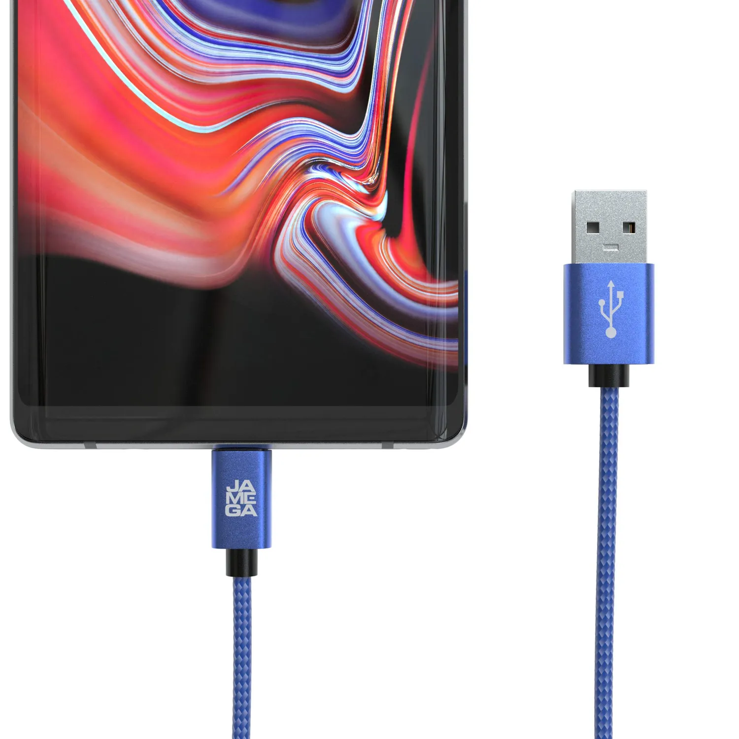 JAMEGA USB-C Ladekabel blau 2x 2 m Nylon 3A