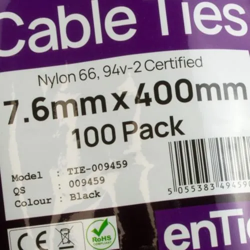Kenable enTie Kabelbinder 400x7,6 mm schwarz 100 Stück