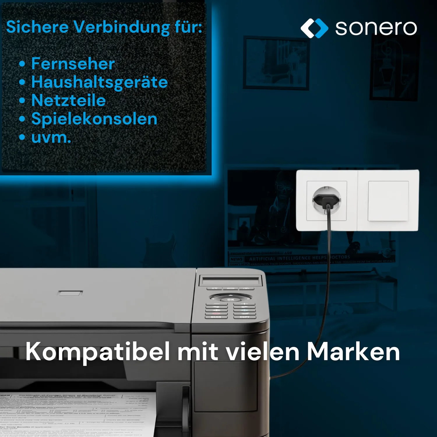 Sonero X-ESG-C7G-010B Netzkabel Euro C7 1m schwarz 2-polig