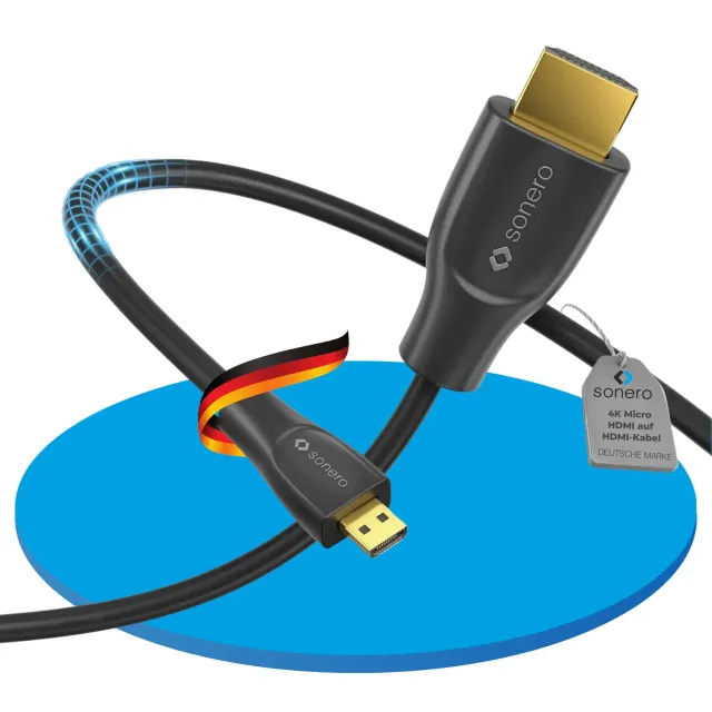 Sonero Micro HDMI auf HDMI-Kabel schwarz 0,5 m 4K 60Hz