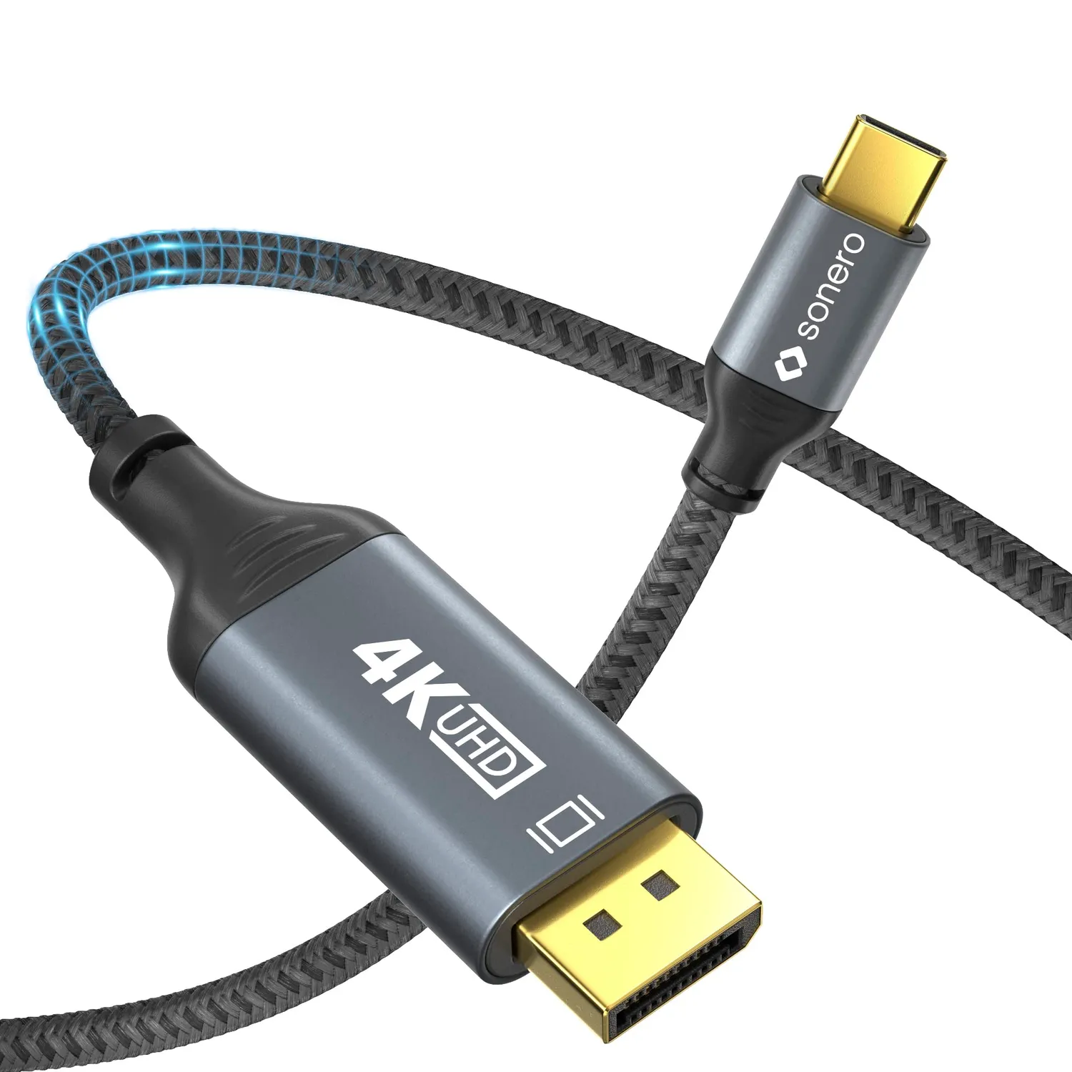 Sonero 4K USB-C DisplayPort Kabel 2m grau/schwarz