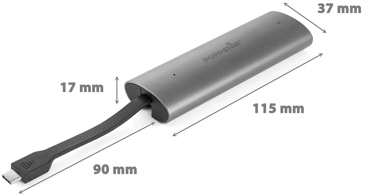 Poppstar M.2 NVMe SSD Gehäuse USB-C 10 Gbit/s 2280