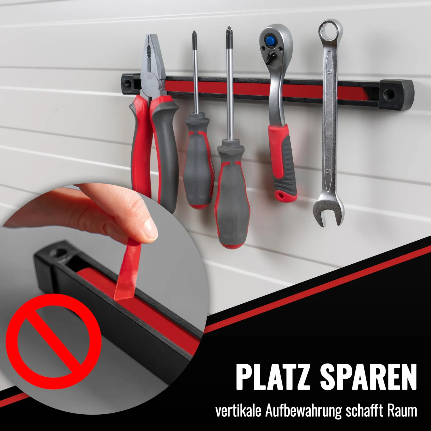 Poppstar Werkzeug-Magnetleiste 60cm 100 kg schwarz