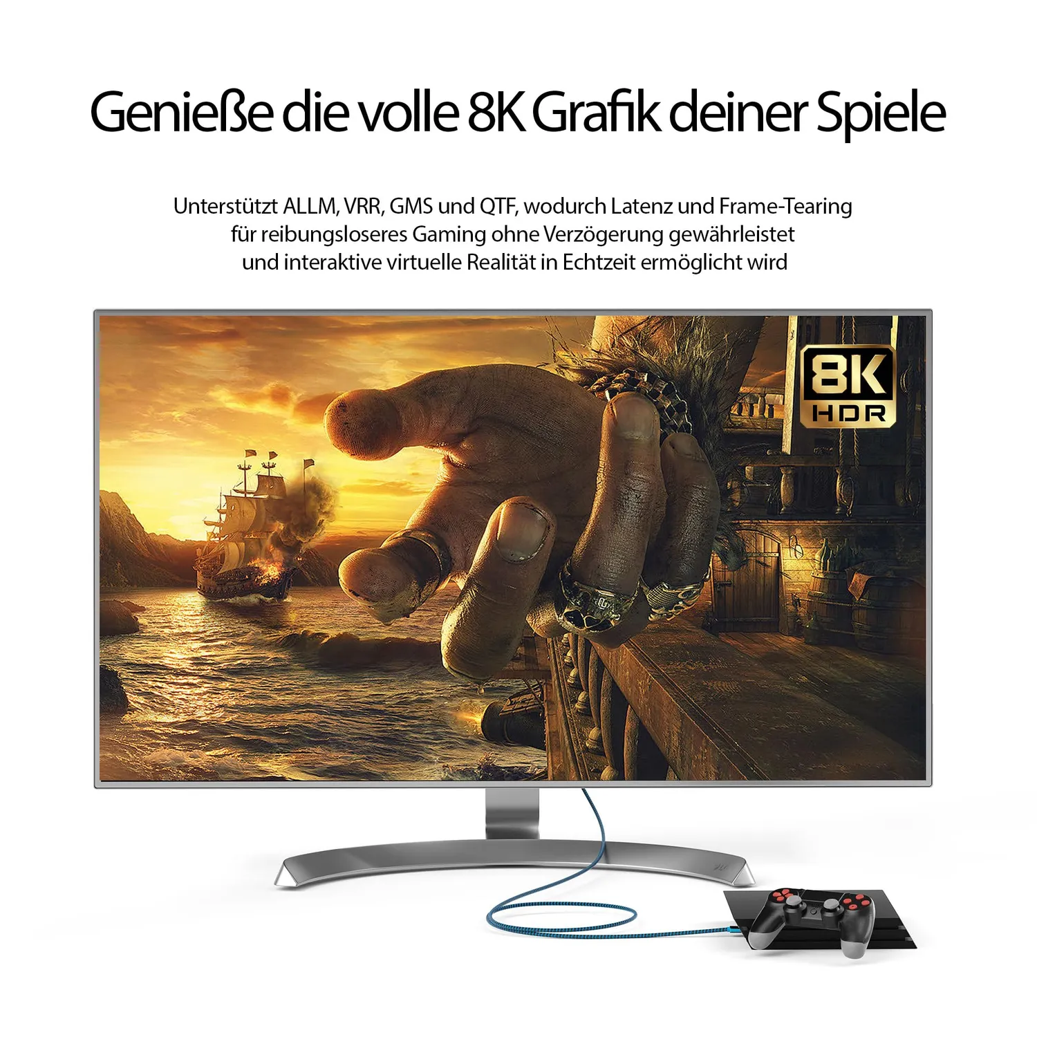 JAMEGA 8K HDMI Kabel 2.1 2m 48Gbps schwarz