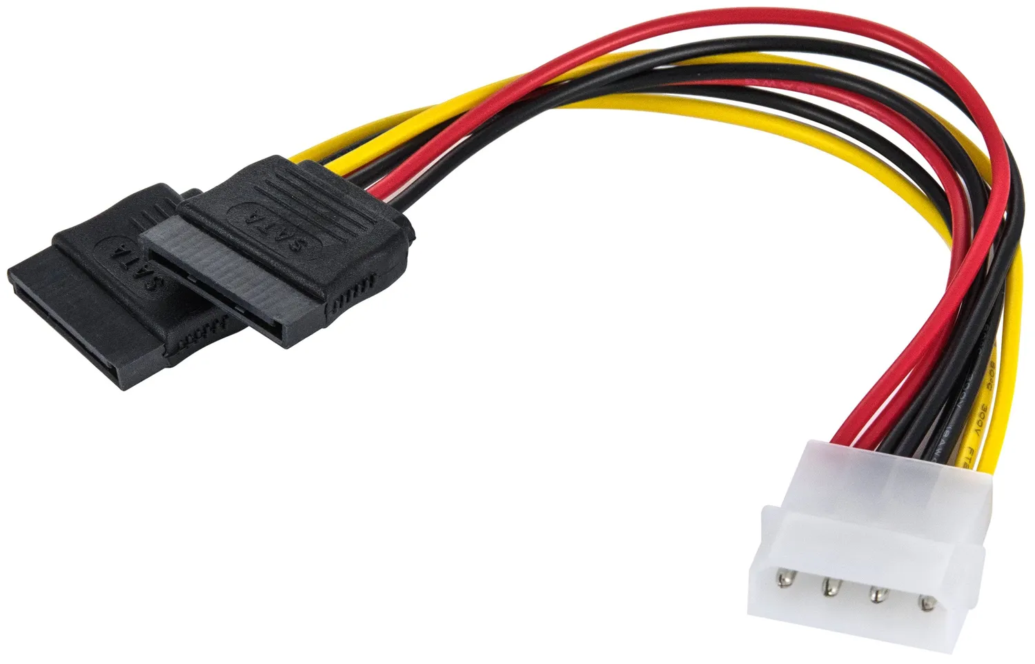 Poppstar Molex auf 2x SATA Y-Stromkabel 0,1m