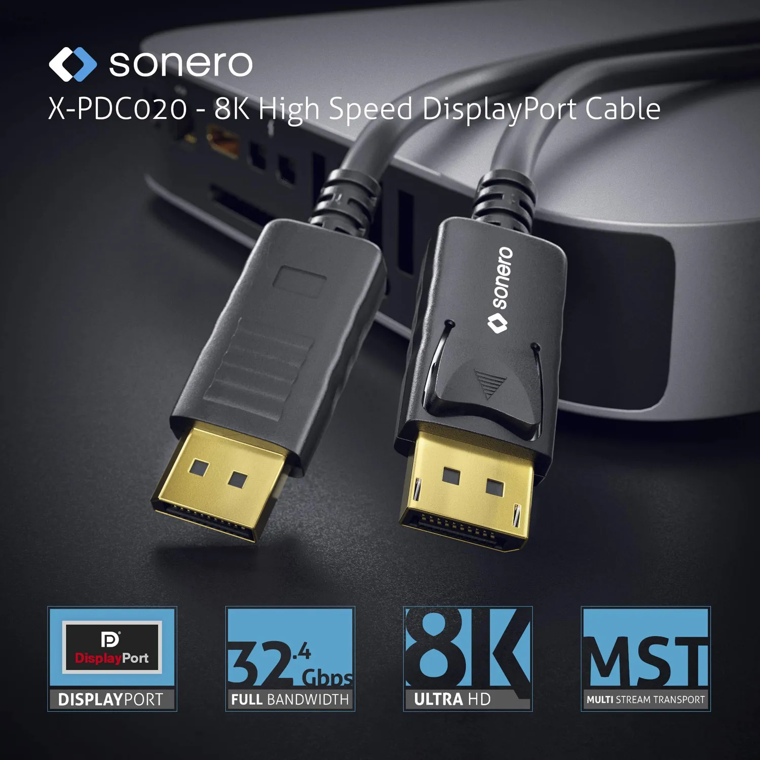 Sonero X-PDC020-030 DisplayPort Kabel 3m 8K schwarz