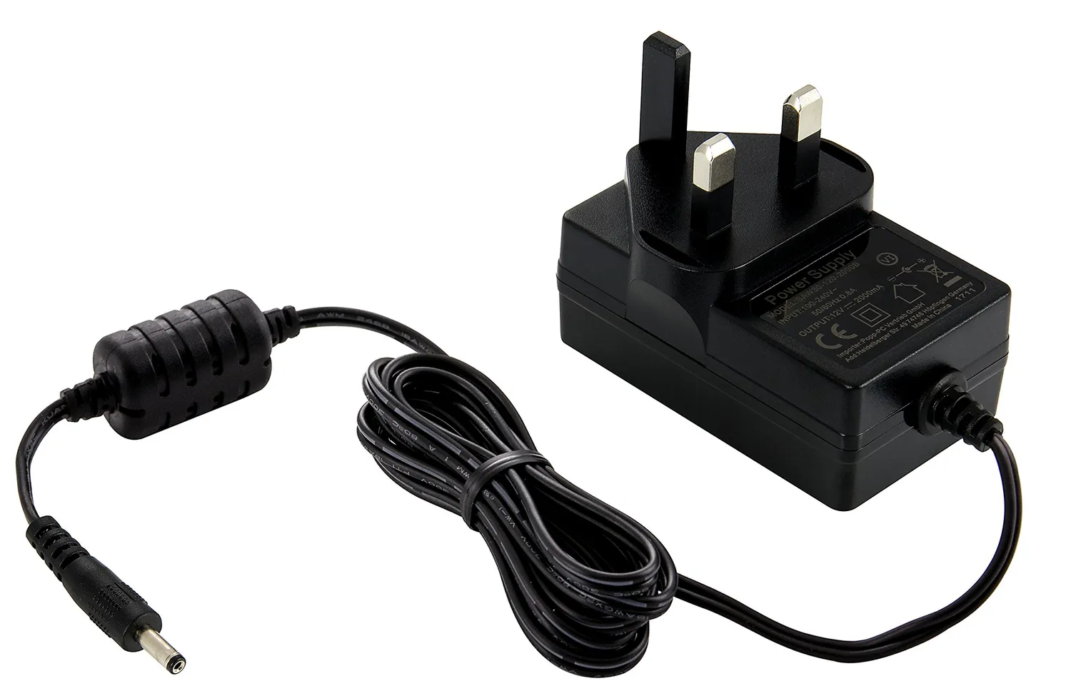 Poppstar 12V 2A Netzteil 5,5/2,5mm 24W EU+UK