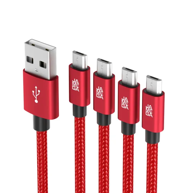 JAMEGA Premium Micro USB Kabel 0,5-3 m 4er Set rot