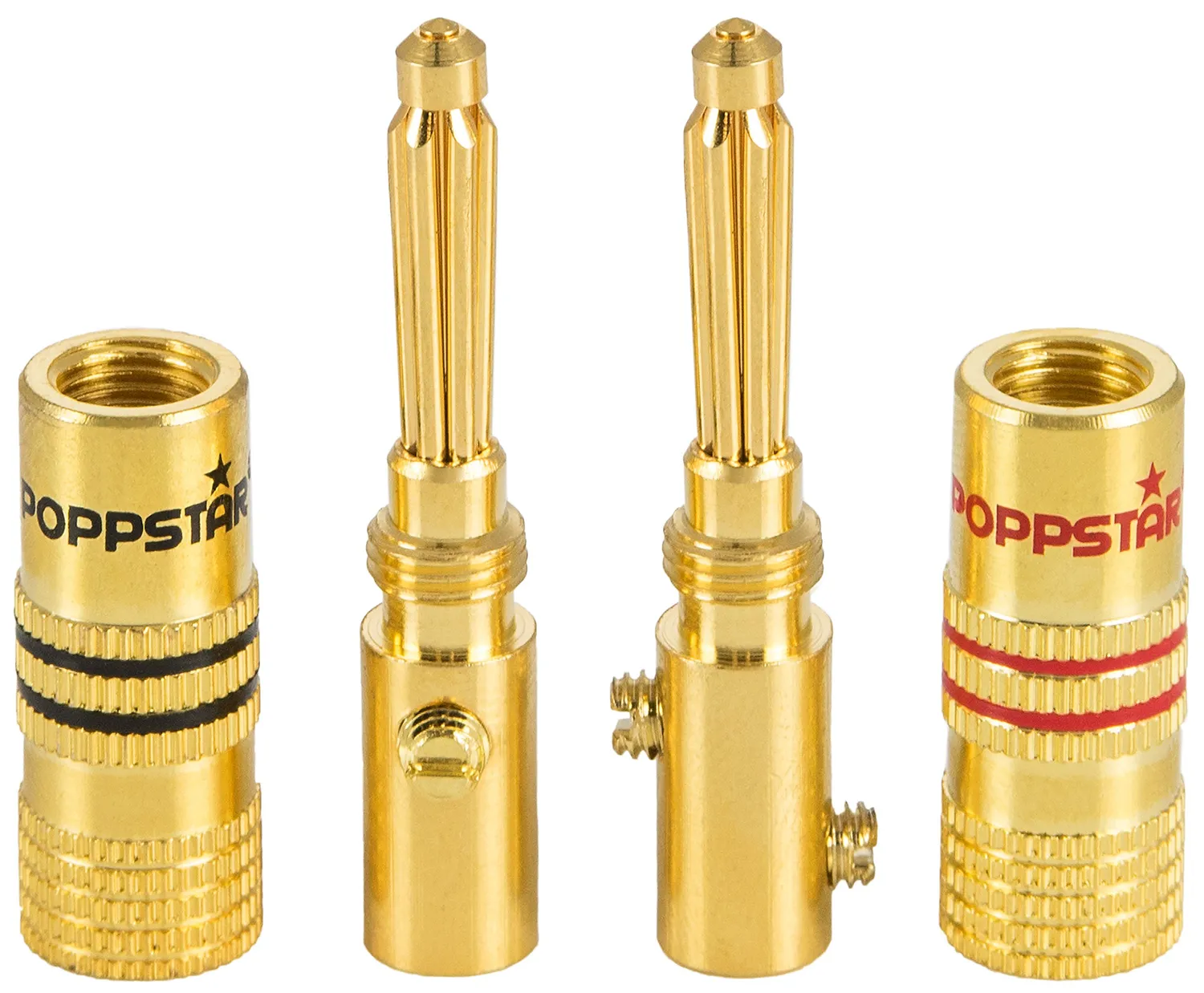 Poppstar High End Bananenstecker Lautsprecherstecker 4 Stück vergoldet