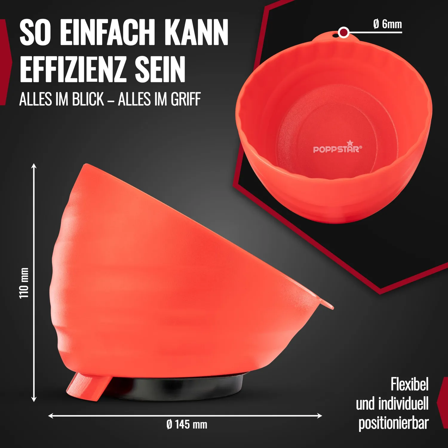 Poppstar Magnetschale rund 14,5 cm rot 2 Stück