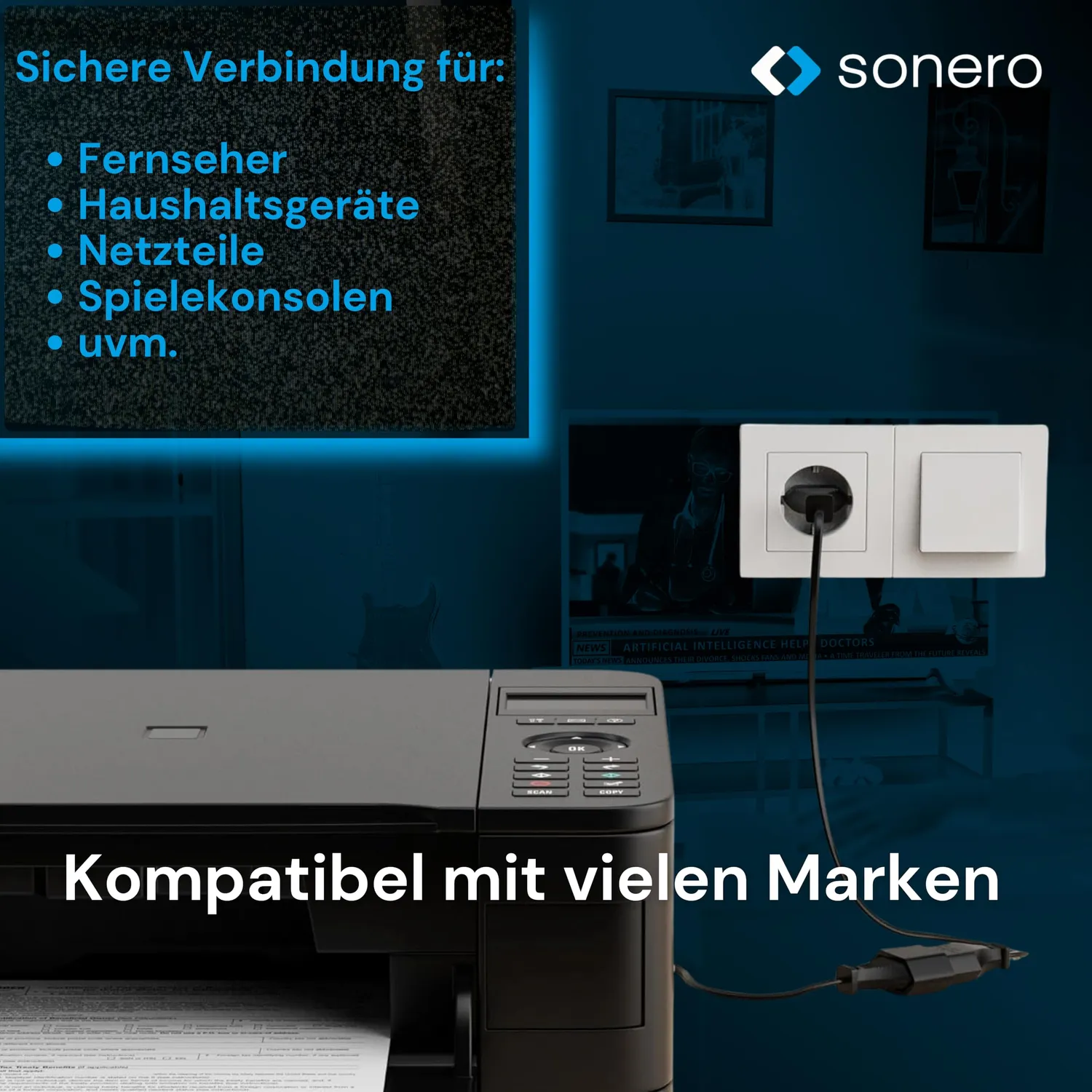 Sonero X-ESG-ESB-010B Netzkabel 1 m schwarz Euro-Stecker