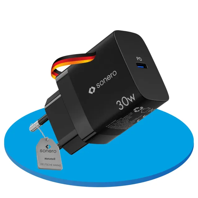Sonero USB-C Ladegerät 30 Watt GaN schwarz PD