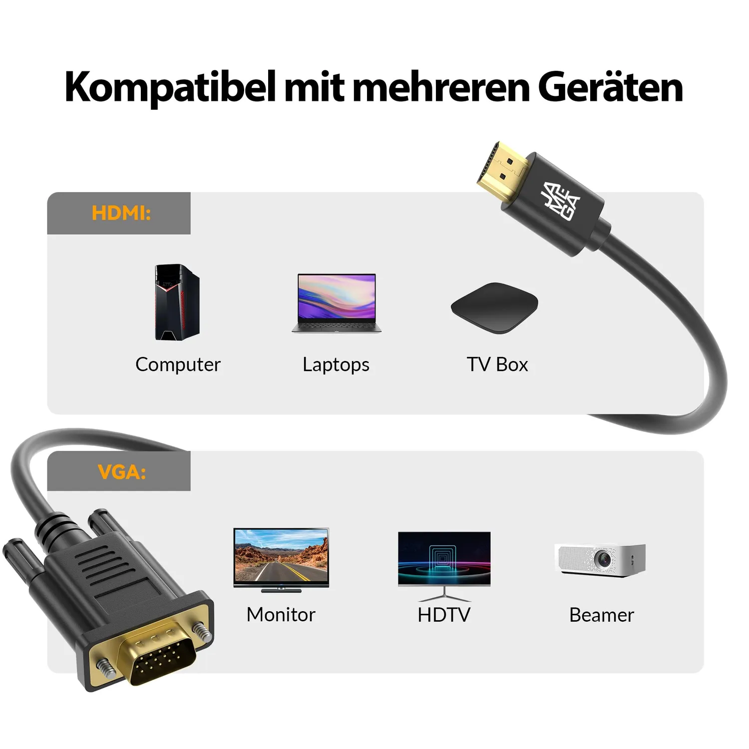 JAMEGA HDMI zu VGA Kabel 1,5m 1080p