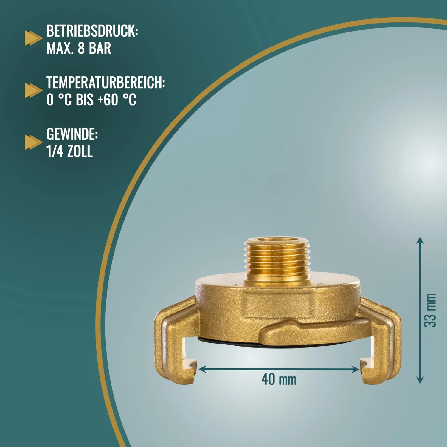 Poppstar Messing Schnellkupplung 1/4 Zoll Außengewinde