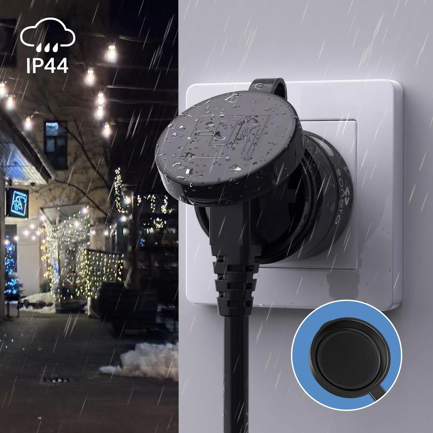 Sonero Outdoor Funksteckdosen IP44 4er Set schwarz