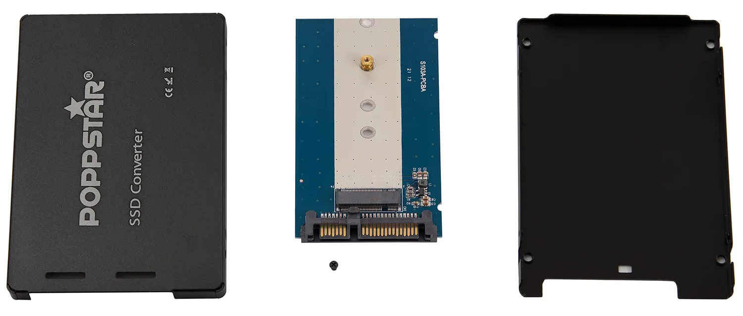 Poppstar M.2 auf 2,5 Zoll SATA Gehäuse Aluminium schwarz