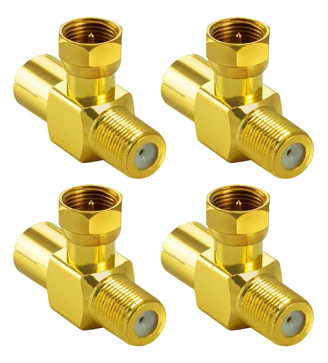 Poppstar Sat Adapter T-Stück Verteiler 4x vergoldet